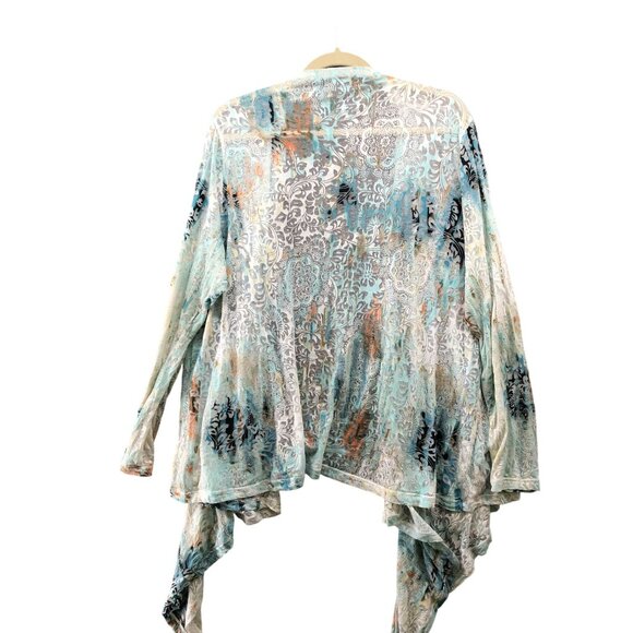 Calvin Klein Cardigan Womens 1X Lightweight Jacquard Paisley Print Beaded Open - Picture 2 of 9